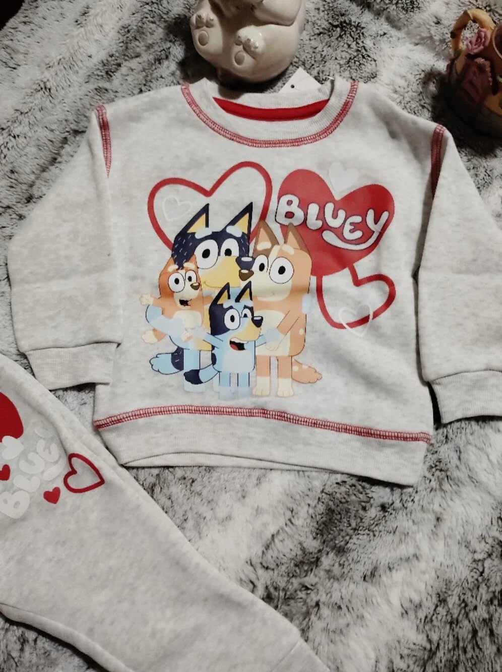 Valentine's Day Bluey graphic sweatshirt and jogger set